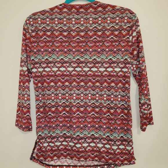 Uniti Casual Women's Stretch 3/4 Sleeve Multi Color Top 140 - Picture 2 of 7